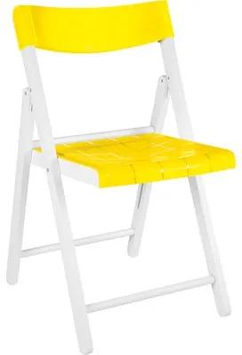 Cadeira Dobrável Tramontina de Madeira Branco e Plástico Amarelo