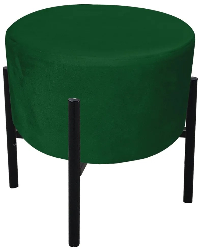 Puff Banqueta Decorativo Industrial Preto Kit 2 Iron Suede D03 - D'Rossi - Verde