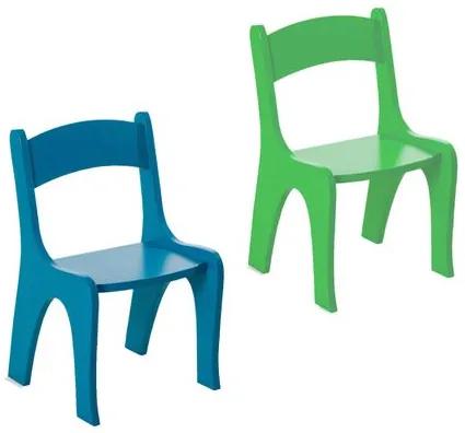 Kit 2 Cadeiras Infantis em MDF - Pintura em Laca Azul/Verde