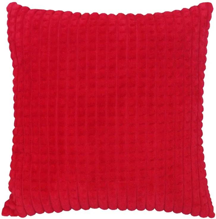 Capa De Almofada Veludo Relevo Quadrados Vermelho 45X45