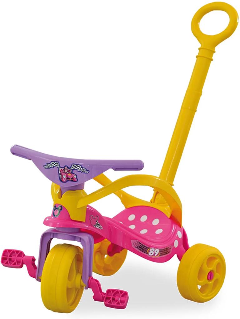 Triciclo Minnie Disney Com Empurrador E Proteção Rosa Xalingo