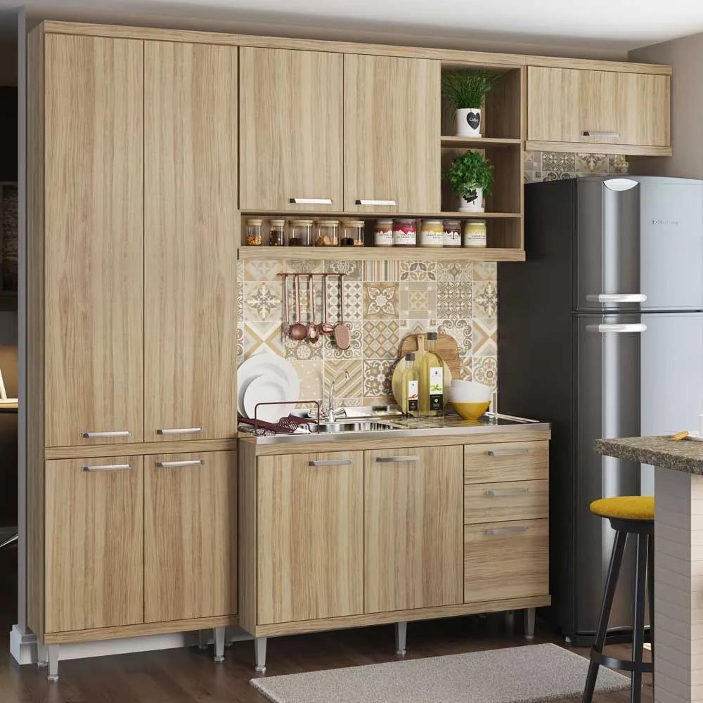 Cozinha Compacta 9 Portas Com Balcão para Pia 5840 Argila - Multimóveis