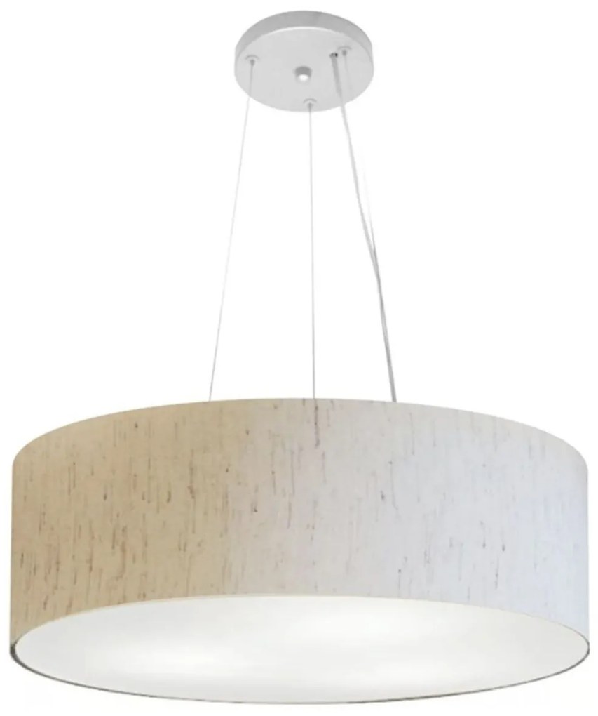 Lustre Pendente Cilíndrico Md-4134 Cúpula em Tecido 50x15cm Linho Bege - Bivolt