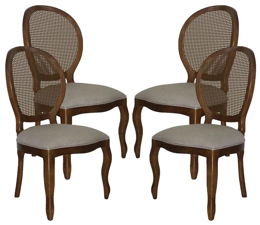 Conjunto 04 Cadeiras de Jantar Medalhão Lisa Sem Braço - Wood Prime 230336 Liso