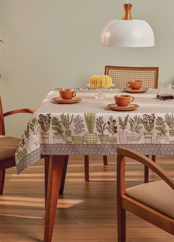 Toalha de Mesa Retangular Bege 140x210 Cm