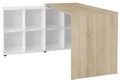 Mesa Escrivaninha em L Eron e Estante Livreiro 90x187cm Lean A06 Branc