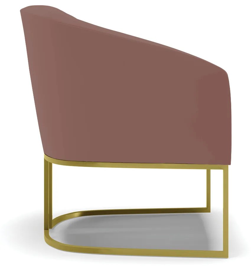 Poltrona Decorativa Industrial Dourado kit 2 Stella Veludo D03 - D'Rossi - Rose