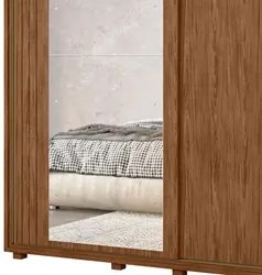 Guarda Roupa Casal com Espelho 221cm Portas Flex Milena A02 Avelã/Fend