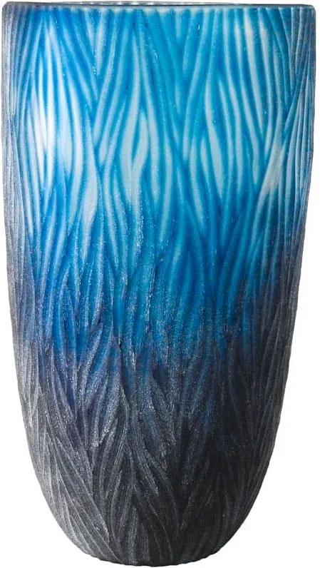 Vaso Decorativo em Vidro na Cor Azul - 36x21cm