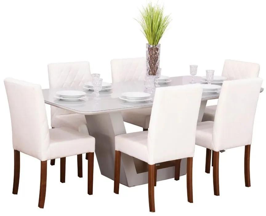 Conjunto Sala de Jantar Mesa Lilie com 6 Cadeiras Beliz - Wood Prime 38709
