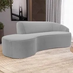 Sofá Living 3 Lugares 210cm Braço Direito Mozart D06 Bouclê Cinza - Mp