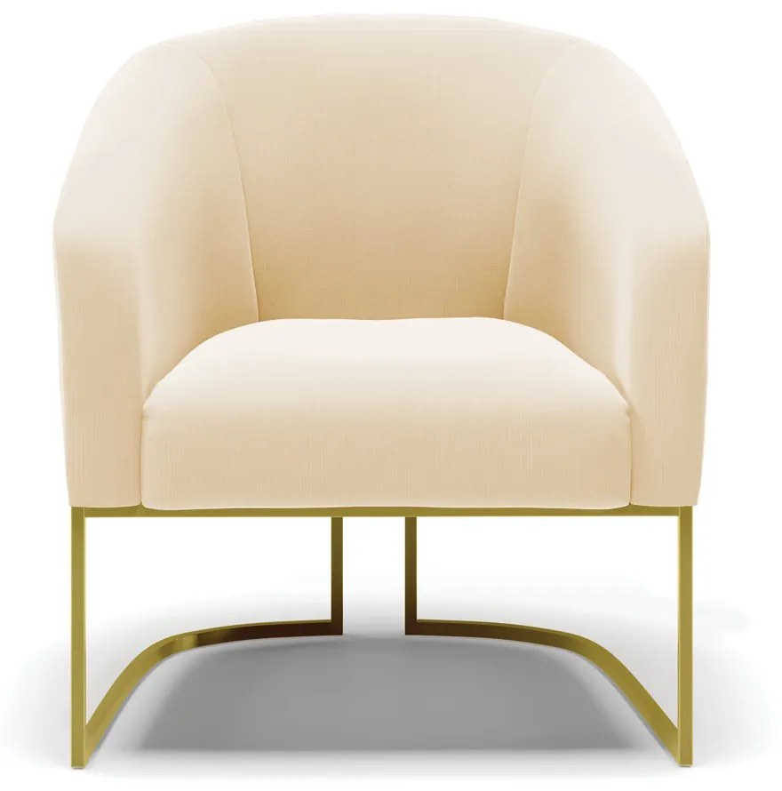 Poltrona Decorativa Industrial Dourado kit 2 Stella Suede D03 - D'Rossi - Bege