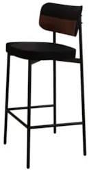 Banqueta Alta Bar Estofada Kit 4 Ella M25 Linho Preto/Marrom - Mpozena