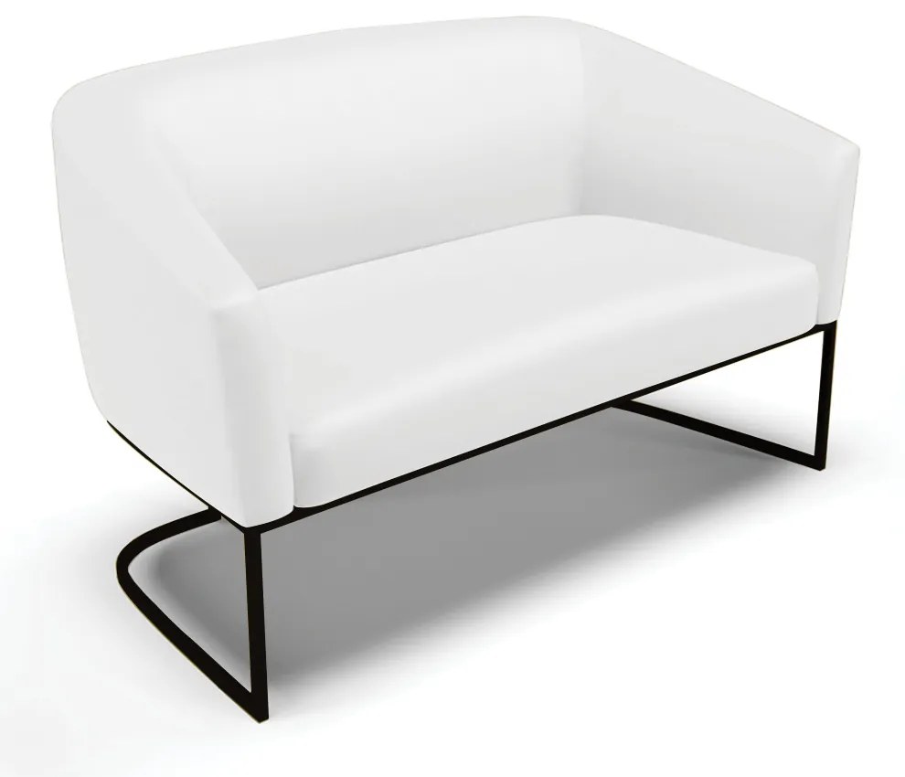 Sofá Namoradeira e Poltrona Base Industrial Preto Stella Sintético D03 - D'Rossi - Branco
