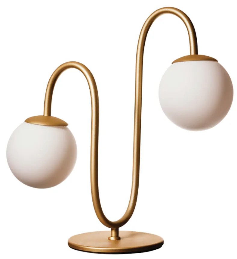 Abajur Soul C/ 02 Globos 22X31X41Cm 2L G9 Metal E Globo Ø12Cm | Usina... (DR-M Dourado Metálico, AMBAR)