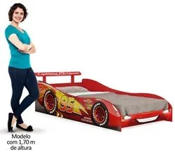 Cama Infantil com Aerofólio 100%MDF Relâmpago McQueen Star P13 Vermelh