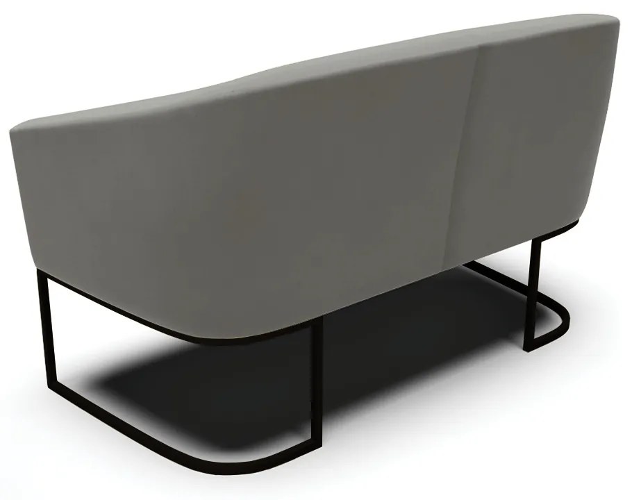 Sofá 2 Lugares Namoradeira Industrial Preto Stella Suede D03 - D'Rossi - Grafite