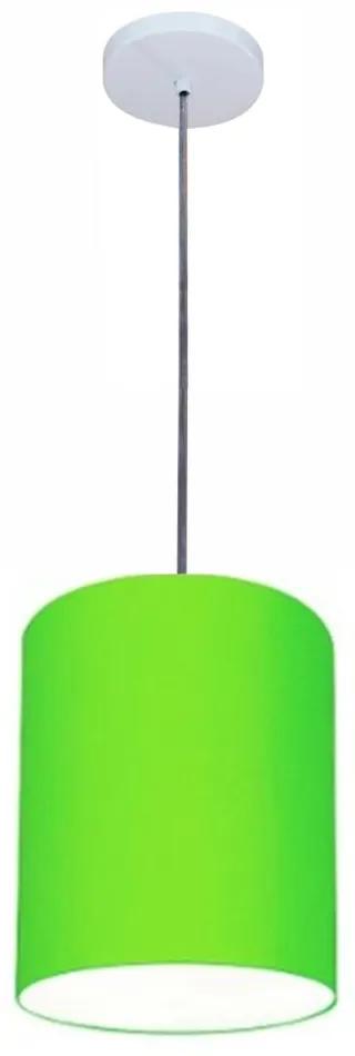 Luminária Pendente Vivare Free Lux Md-4103 Cúpula em Tecido - Verde-Limão - Canopla branca e fio transparente