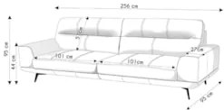 Sofá 3 Lugares Para Sala Living 256cm Niton L08 Couro Marrom - Mpozena