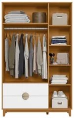 Guarda Roupa Solteiro 120cm 3 Portas Ipê Cinamomo/Branco - Albatroz