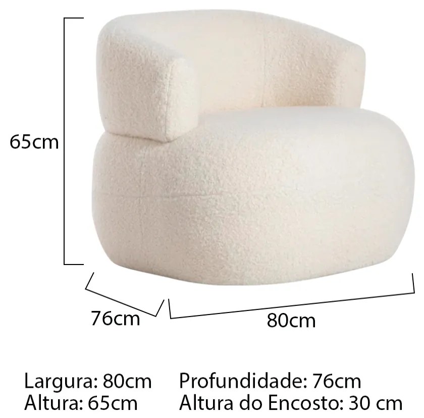 Kit 2 Poltronas Decorativa Sala de Estar Recepção Suiça Bouclé - ADJ Decor