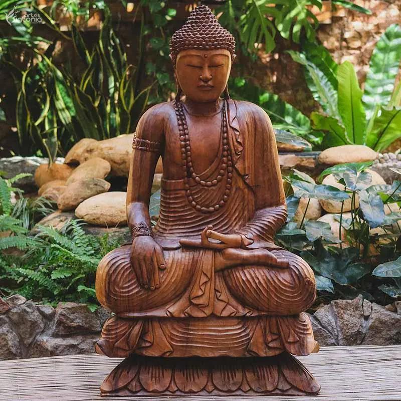Escultura Buda em Madeira 102cm | Bali