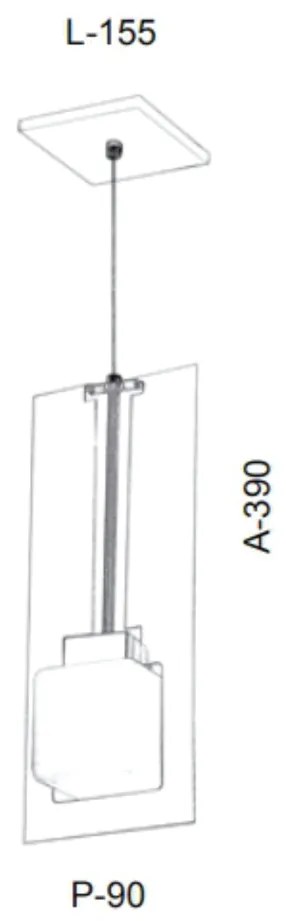 Pendente Vidro Quadrado Corte Laiser 15,5X09X39Cm Metal E Cubo Vidro 0... (COBRE FOSCO, CLEAR (TRANSPARENTE))