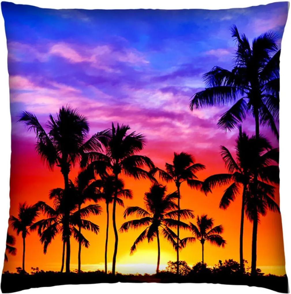 Almofada Colours Creative Photo Decor Pôr do sol azul - tamanho 45 x 45 cm Roxo