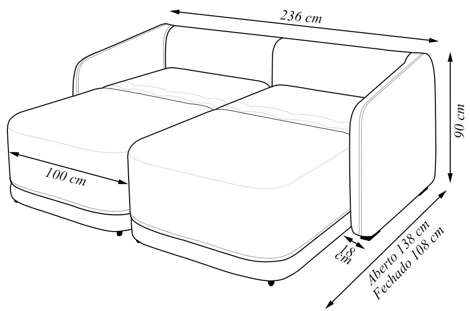 Sofá Cama Modulado Retrátil e Reclinável Decorativo Varsóvia 236cm Veludo Bege G33 - Gran Belo