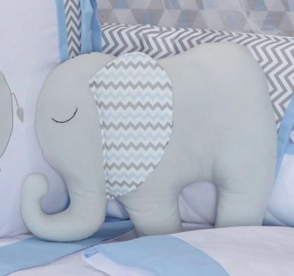 Almofada Decorativa Elefante Cinza Azul