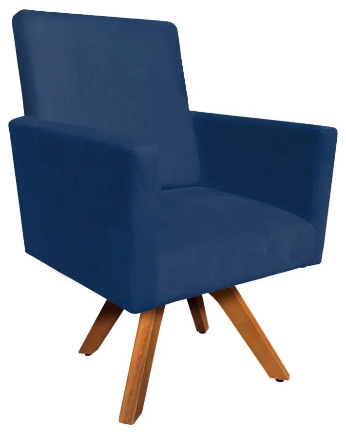 POLTRONA GIRATORIA NINA SUEDE BASE MADEI - Azul Marinho