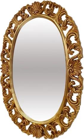 Espelho Clássico Oval Folheado a Ouro com Detalhes na Moldura - 117x83cm