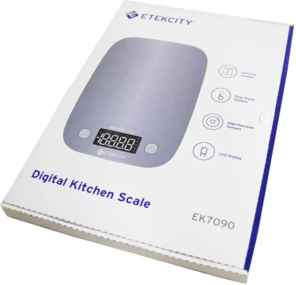 Balança ETEKCITY Digital de Cozinha em Aço inoxidável com capacidade até 5000g  Prata