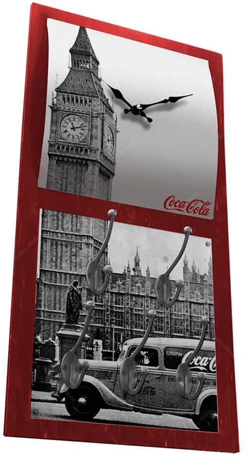 Relógio Coca-Cola Landscape Londres com Ganchos em MDF - Urban