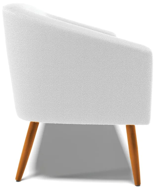 Sofá 2 Lugares Namoradeira Pé Palito Castanho Stella Bouclê Off White D03 - D'Rossi
