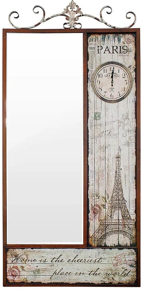 Espelho Facet Eiffel Paris com Relógio Oldway - 189x90 cm