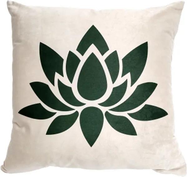 Capa de Almofada de Veludo Lotus Tons Verde 45x45cm - Floral - Com Enchimento