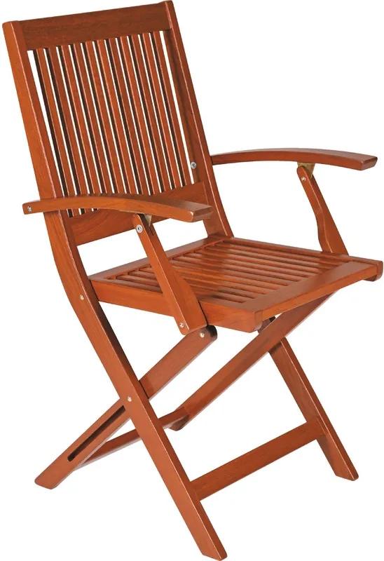 Cadeira com braços Fitt Dobrável de Madeira - Terrazzo Fitt - Cor Marrom - Tramontina