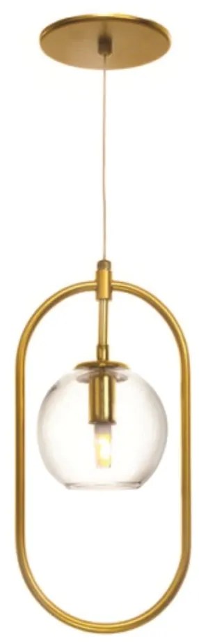 Pendente Oblong 12X16X33,5Cm Globo Ø12Cm Aberto 01Xg9 - Old Artisan Pd... (DOURADO FOSCO, FOSCO (Branco))