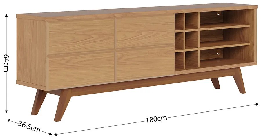 Rack para Sala Bancada de TV 70 Pol 180cm Cinthia C04 - D'Rossi - Freijó