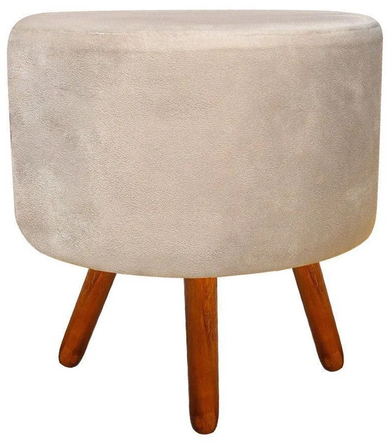 Puff Banqueta Decorativa Dora Redondo Suede Bege - D'Rossi