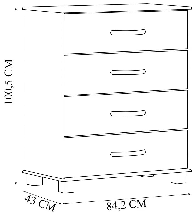 Cômoda Decorativa Henry Madeira 4 Gavetas Café G74 - Gran Belo