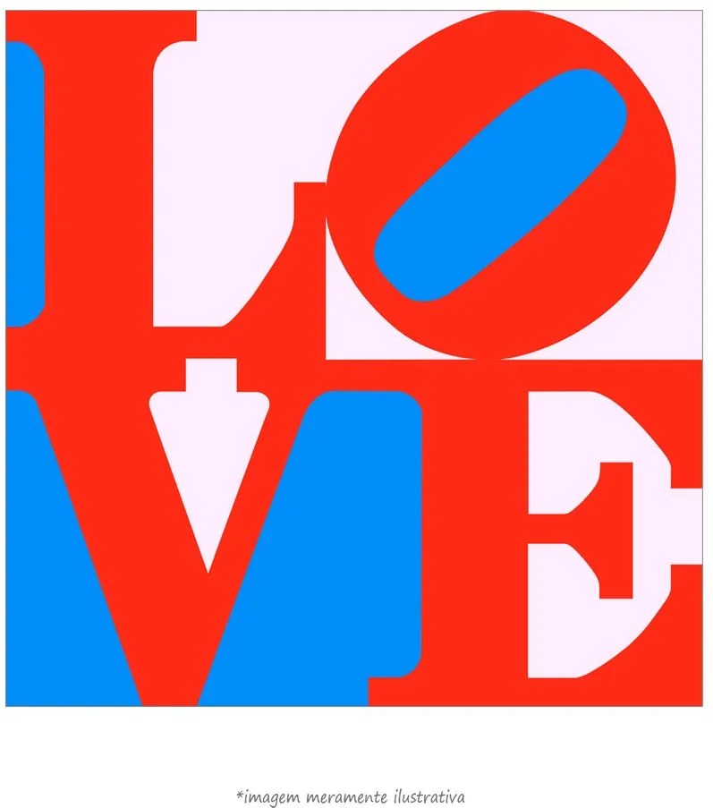 Poster Love - Com Fundo Azul E Rosa (30x30cm, Apenas Impressão)