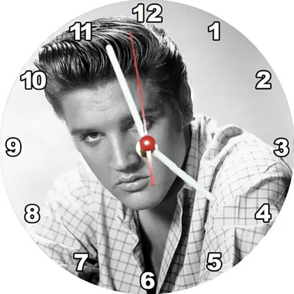 Relógio Decorativo Elvis Branco e Preto