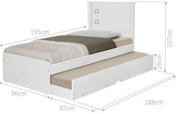 Cama Barcelona Solteiro Com Auxiliar Branco - Tebarrot Móveis
