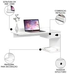 Mesa Escrivaninha Suspensa 90cm 1 Gaveta Vivenci Branco - EJ Móveis