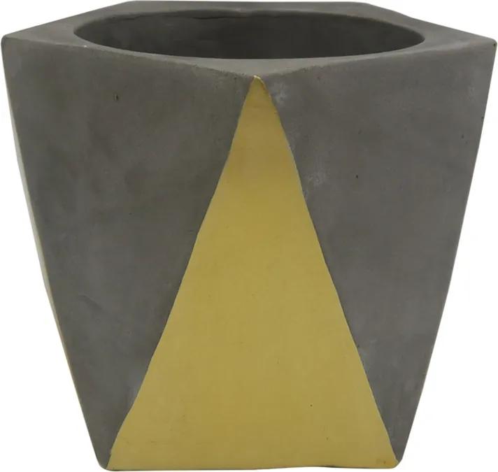Cachepot HILARY 13cm cimento/dourado ilunato GV0033