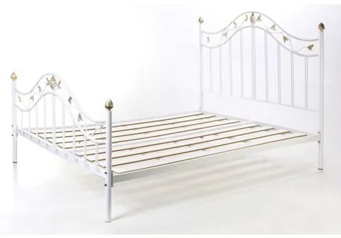 Cama Classica Golden Flower Branca Com Detalhes em Dourados para Colchao 1,58 x 1,98 MT - 51456 Sun House