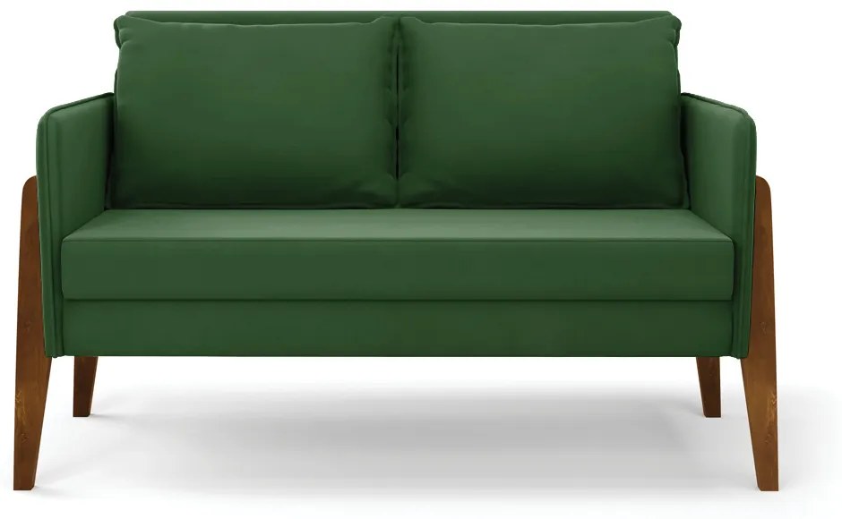 Sofá Namoradeira Lana Suede Base de Madeira - D'Rossi - Verde