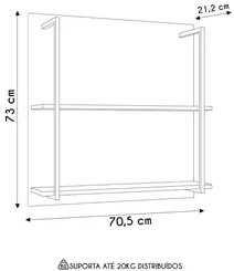 Prateleira Industrial Cozinha Dupla com Painel Flora M24 Preto - Mpoze